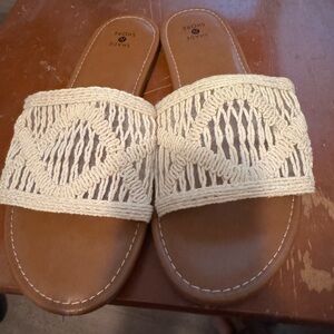 Women's Cream and Brown Sandals